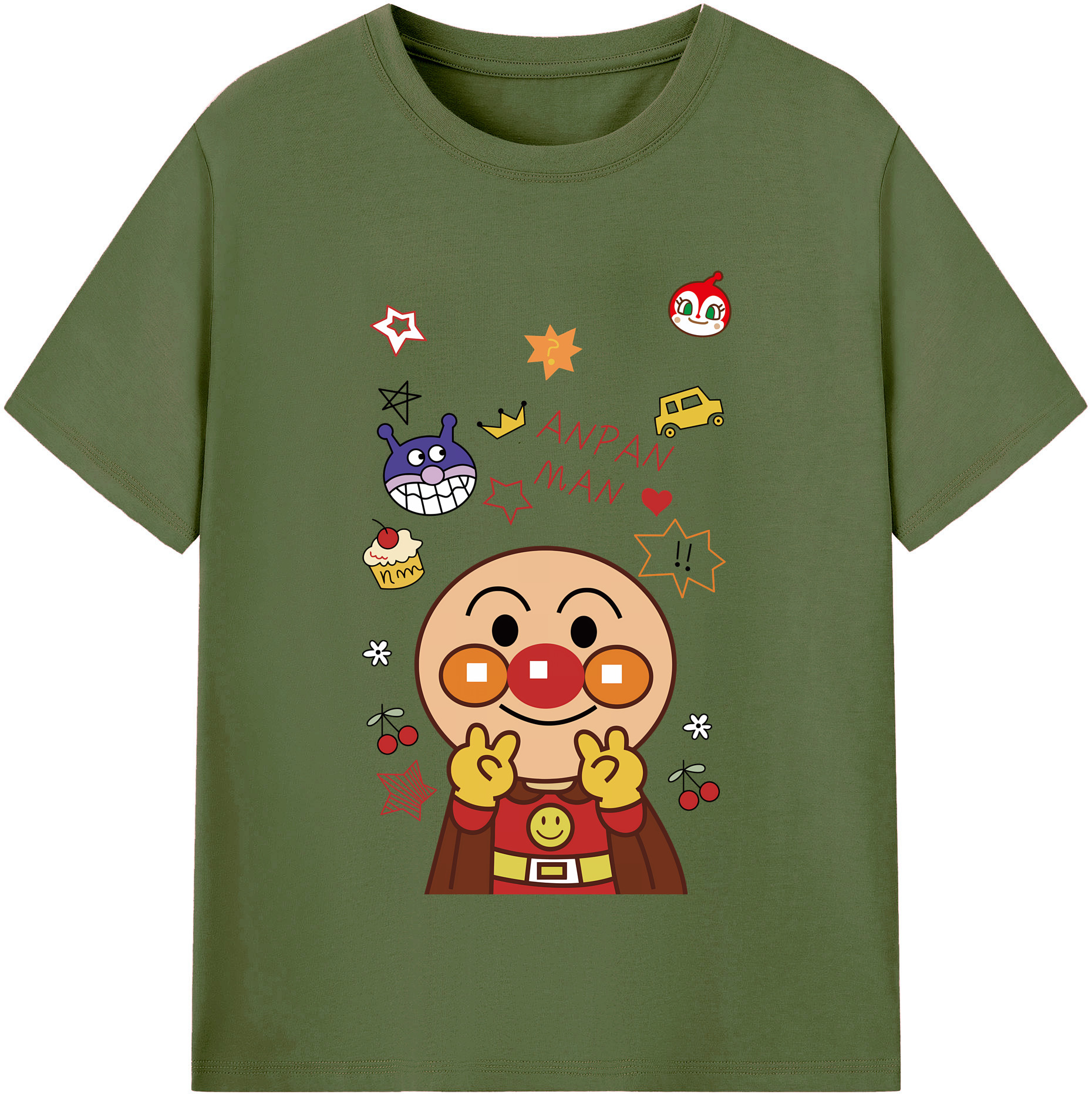 （画像用） アンパンマン Anpanman 綿100％半袖Tシャツ（フロントプリント）